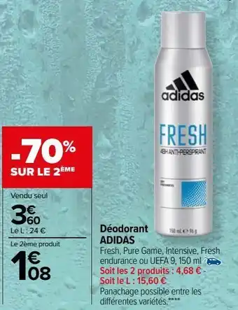 Carrefour Déodorant adidas offre