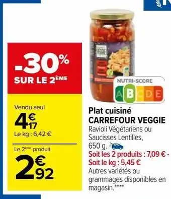 Carrefour Market Plat cuisiné carrefour veggie offre