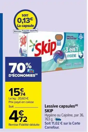 Carrefour Market Lessive capsules skip offre