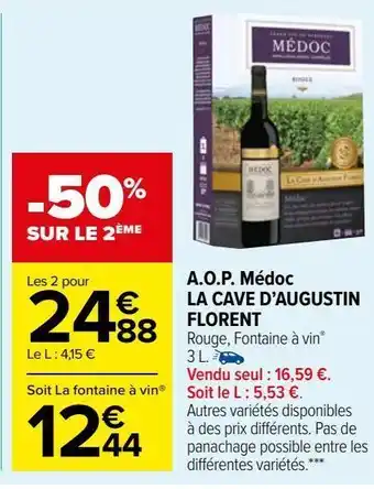 Carrefour Market A.o.p. médoc la cave d’augustin florent offre
