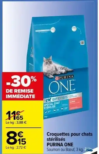 Carrefour Market Croquettes pour chats stérilisés purina one offre