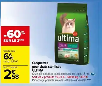 Carrefour Market Croquettes pour chats stérilisés ultima offre