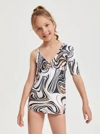 SheIn Fille bikini à motif fluide asymétrique offre