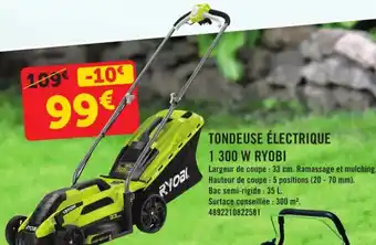 E.Leclerc Tondeuse Electrique 1 300 W Ryobi offre