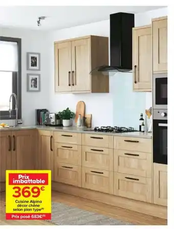 Castorama Cuisine alpina décor chêne selon plan type offre