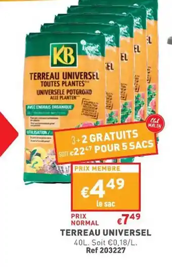 Trafic Terreau universel kb offre
