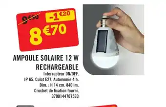 E.Leclerc Ampoule Solaire 12 W Rechargeable offre