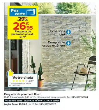 Castorama Plaquette de parement bosra offre
