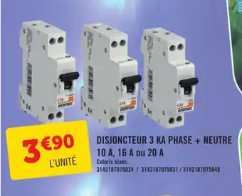 Disjoncteur 3 Ka Phase + Neutre 10 A, 16 A ou 20 A