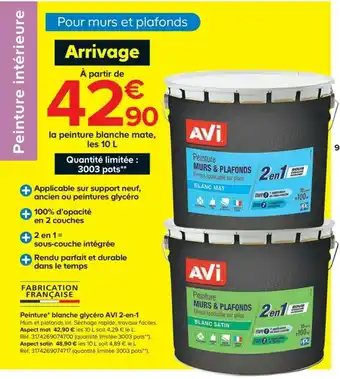 Castorama Peinture blanche glycéro AVI 2-en-1 offre