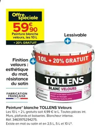 Castorama Peinture blanche velours offre