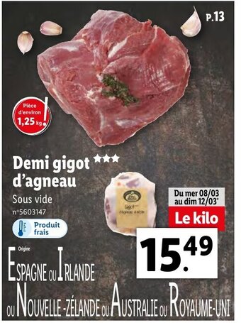 Lidl Demi Gigot** D'Agneau offre
