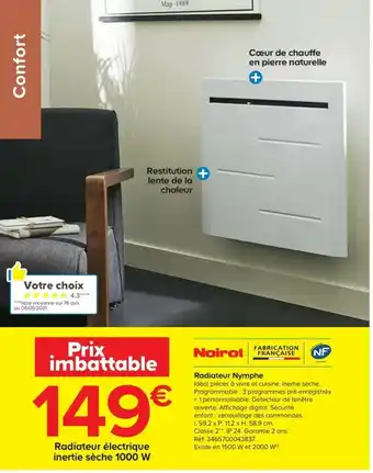 Castorama Radiateur nymphe offre
