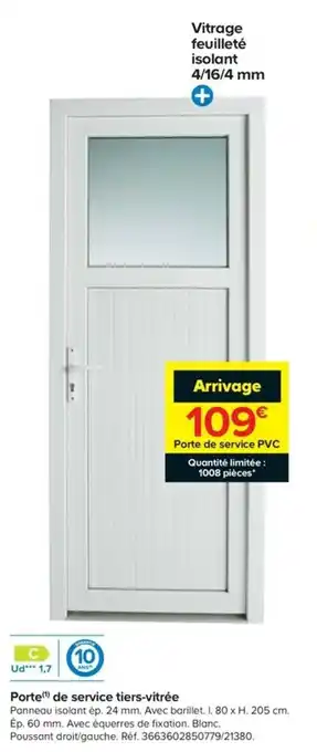 Porte de service tiers-vitrée
