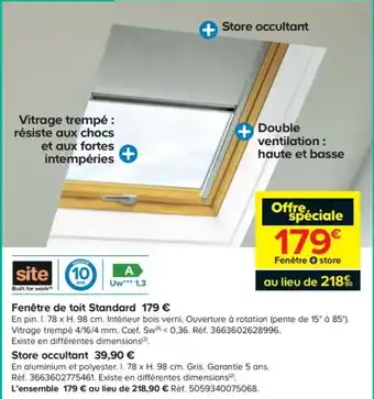 Fenêtre de toit standard