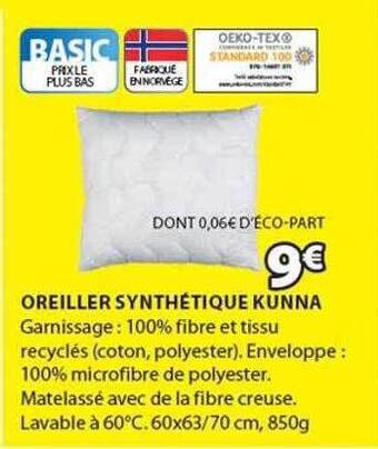 JYSK Oreiller synthétique kunna offre