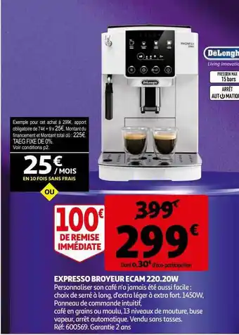 Expresso broyeur ecam 220,20w dëlonghi