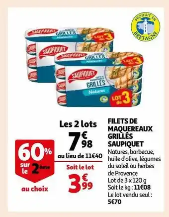 Auchan Filets de maquereaux grillés saupiquet offre