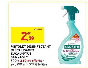 Intermarché Hyper Pistolet désinfectant multi-usages eucalyptus sanytol offre