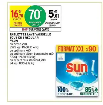 Intermarché Hyper Tablettes lave vaisselle tout en 1 regular sun offre