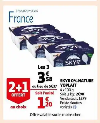 Auchan Skyr 0% nature yoplait offre