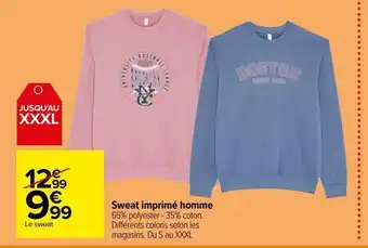 Carrefour Sweat imprimé homme offre