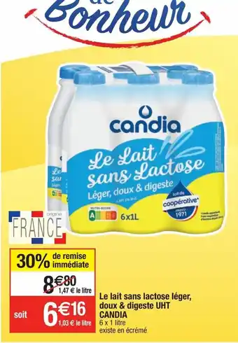 Lait sans lactose candia