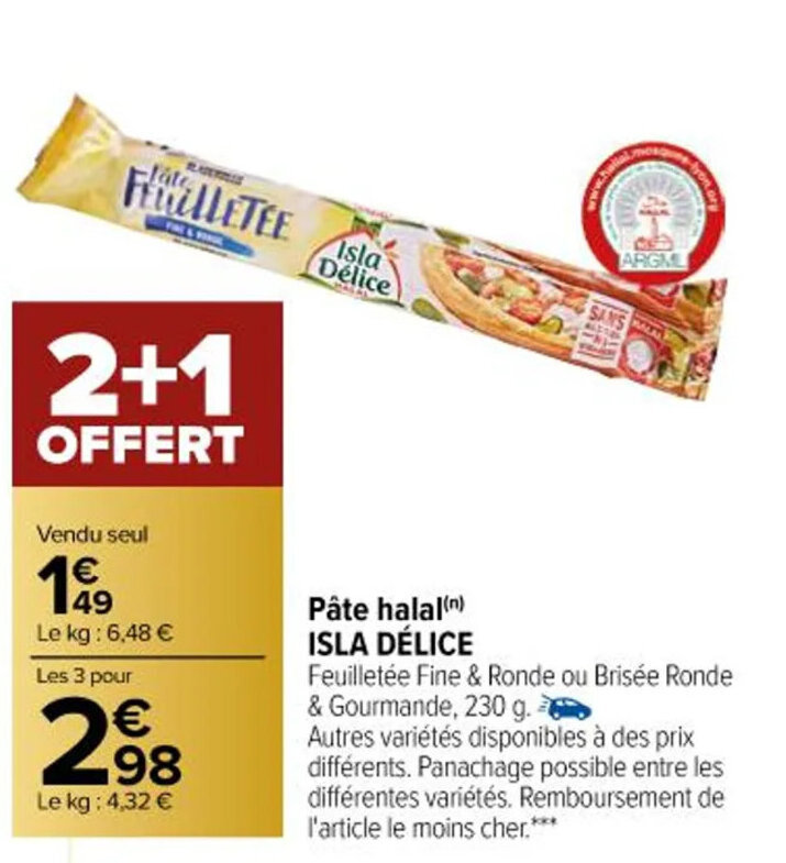Promo Pâte Halal Isla Délice chez Carrefour