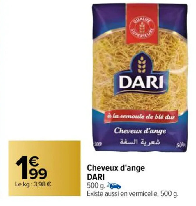 Promo Cheveux d'Ange Dari chez Carrefour