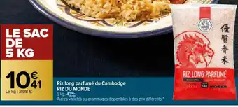 Carrefour Riz Long Parfumé du Cambodge Riz du Monde offre
