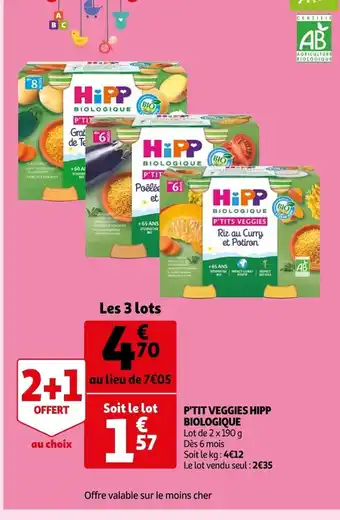 Auchan P'Tit Veggies Hipp Biologique offre