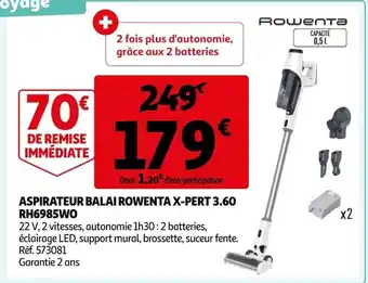 Auchan Aspirateur Balai Rowenta X-Pert 3.60 RH6985WO offre