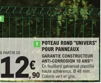 E.Leclerc Brico Poteau Rond "Univers" Pour Panneaux offre