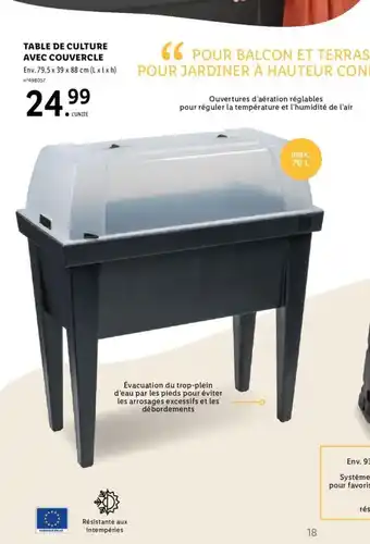 Lidl Table de Culture Avec Couvercle offre