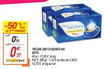 Thé Earl Grey 25 Sachets 44G Netto