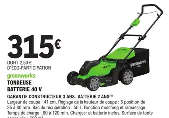 E.Leclerc Brico Tondeuse Batterie 40v offre
