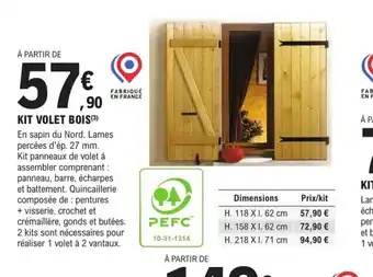 E.Leclerc Brico Kit Volet bois offre