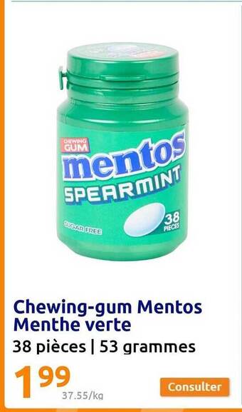 Action Chewing-gum mentos menthe verte offre