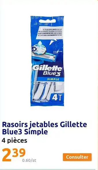Action Rasoirs jetables gillette blue3 simple offre