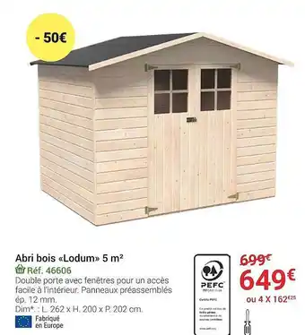 Gamm vert Abri bois lodum 5 m² offre