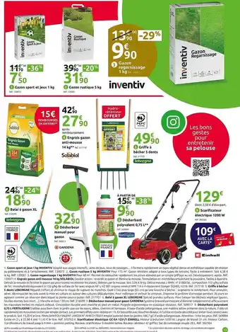 Mr Bricolage Gazon sport et jeux 1 kg inventiv, gazon rustique 5 kg inventiv, gazon regarnissage 1 kg inventiv, engrais gazon anti-mousse offre
