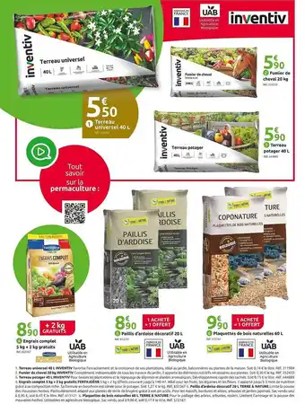 Mr Bricolage Terreau universel 40l inventiv, fumier de cheval 20 kg inventiv, terreau potager 40l inventiv, engrais complets 5 kg + 2 kg g offre