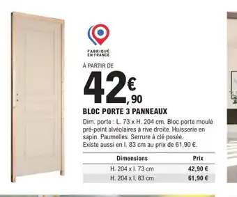 E.Leclerc Brico Bloc Porte 3 Panneaux offre