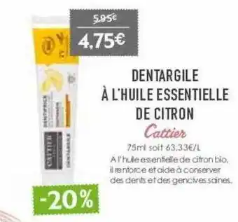 Naturalia Dentargile à l'huile essentielle de citron cattier offre