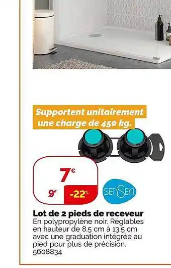 Weldom Lot de 2 pieds de receveur sensea offre
