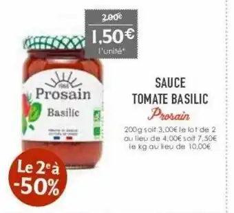 Naturalia Sauce tomate basilic prosain offre