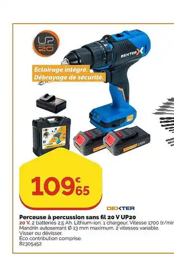 Perceuse à percussion sans fil 20 v up20 dexter