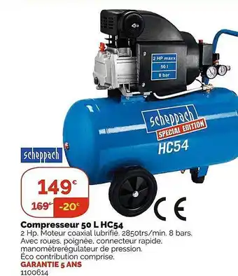 Weldom Compresseur 50 l hc54 scheppach offre