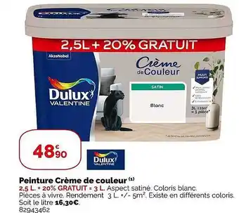 Weldom Peinture crème de couleur dulux valentine offre