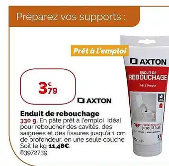 Weldom Enduit de rebouchage axton offre